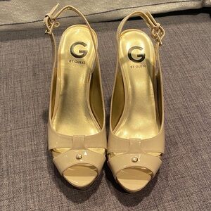 Guess Women's Beige Peep-Toe Heels